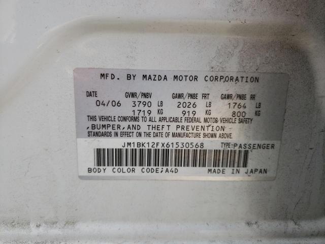 Photo 10 from auction – 2006 MAZDA 3 I with VIN JM1BK12FX61530568