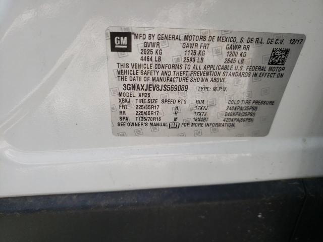 Photo 10 from auction – 2018 CHEVROLET EQUINOX LT with VIN 3GNAXJEV8JS569089