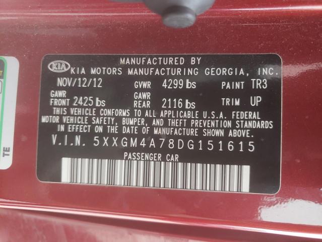 Photo 10 from auction – 2013 KIA OPTIMA LX with VIN 5XXGM4A78DG151615