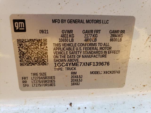 Photo 10 from auction – 2022 CHEVROLET SILVERADO with VIN 1GC4YME7XNF139676
