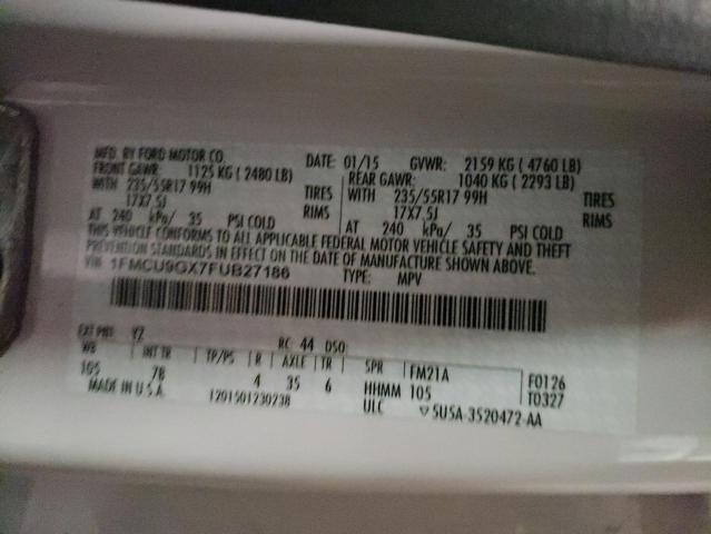 Photo 10 from auction – 2015 FORD ESCAPE SE with VIN 1FMCU9GX7FUB27186