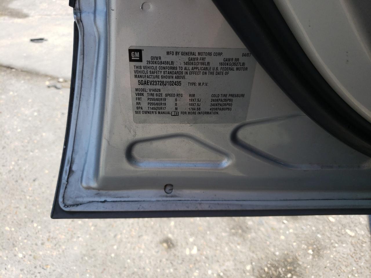 Photo 10 from auction – 2008 BUICK ENCLAVE CX with VIN 5GAEV23728J102435
