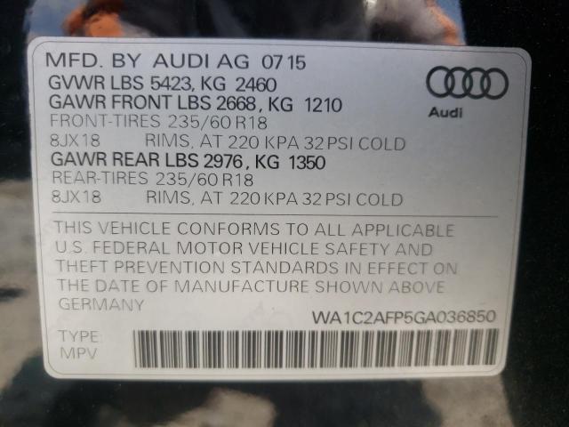 Photo 10 from auction – 2016 AUDI Q5 PREMIUM with VIN WA1C2AFP5GA036850