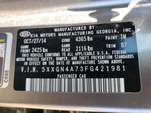 Photo 10 from auction – 2015 KIA OPTIMA EX with VIN 5XXGN4A73FG421981