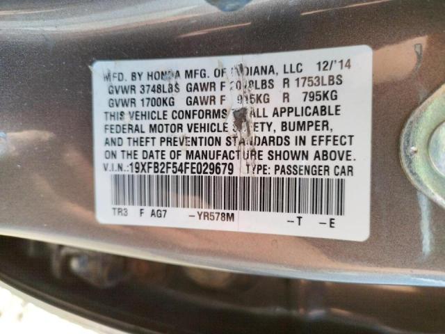 Photo 10 from auction – 2015 HONDA CIVIC LX with VIN 19XFB2F54FE029679