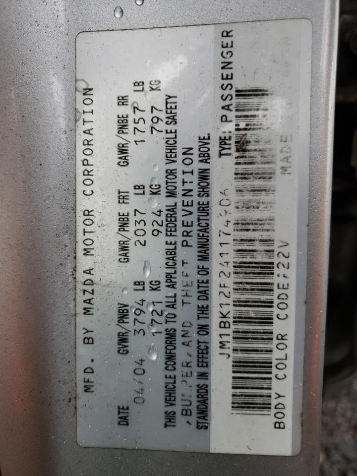 Photo 10 from auction – 2004 MAZDA MAZDA3 with VIN JM1BK12F241174906