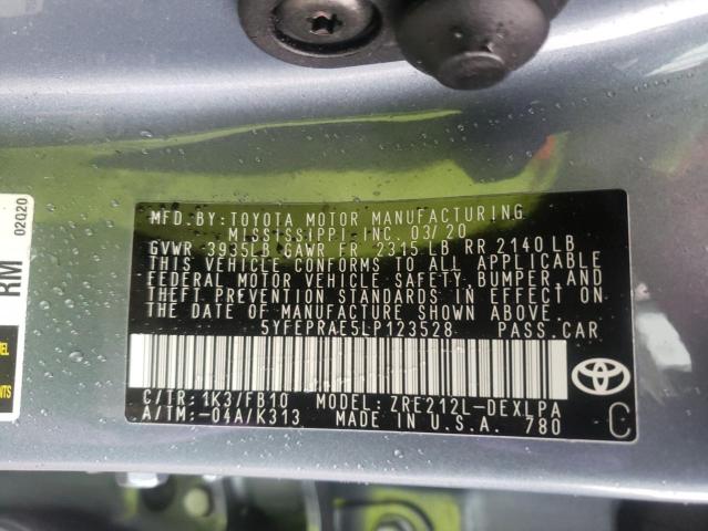 Photo 10 from auction – 2020 TOYOTA COROLLA LE with VIN 5YFEPRAE5LP123528