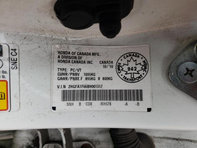 Photo 10 from auction – 2011 HONDA CIVIC LX-S with VIN 2HGFA1F66BH001517
