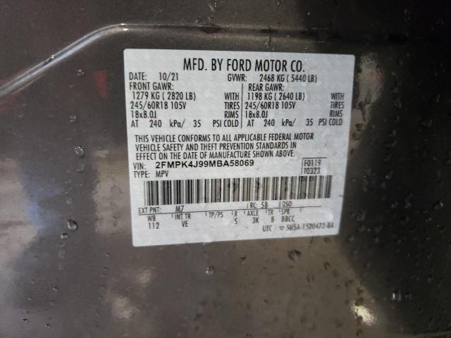 Photo 10 from auction – 2021 FORD EDGE SEL with VIN 2FMPK4J99MBA58069