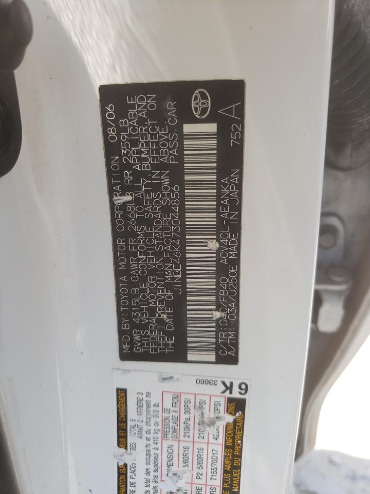 Photo 10 from auction – 2007 TOYOTA CAMRY CE with VIN JTNBE46K473044856