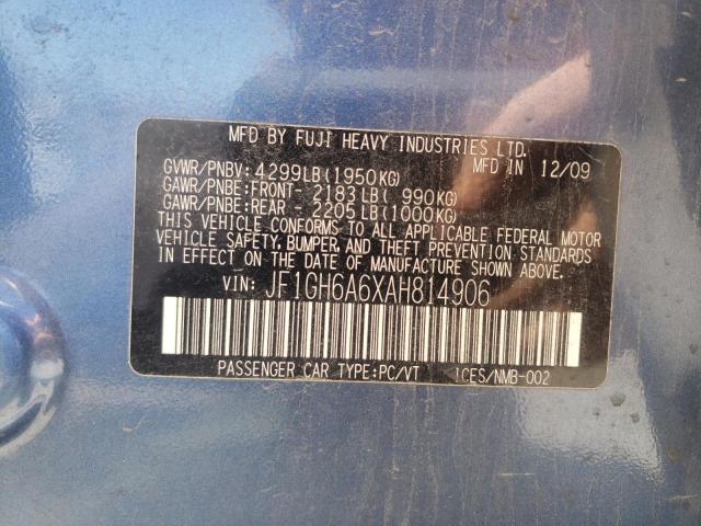 Photo 10 from auction – 2010 SUBARU IMPREZA 2. with VIN JF1GH6A6XAH814906