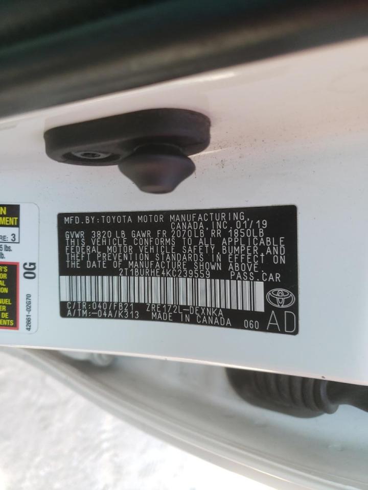 Photo 10 from auction – 2019 TOYOTA COROLLA L with VIN 2T1BURHE4KC239559