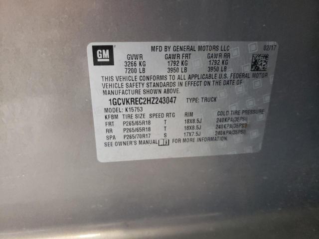 Photo 10 from auction – 2017 CHEVROLET SILVERADO with VIN 1GCVKREC2HZ243047