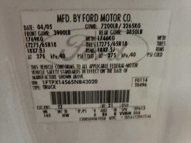 Photo 10 from auction – 2005 FORD F150 with VIN 1FTPX14565NB43020