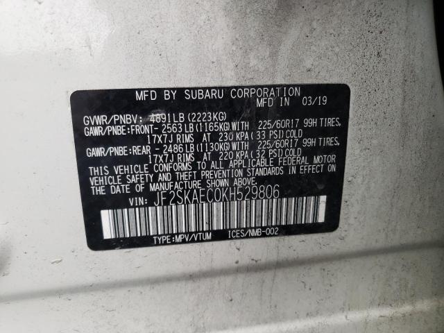 Photo 10 from auction – 2019 SUBARU FORESTER P with VIN JF2SKAEC0KH529806