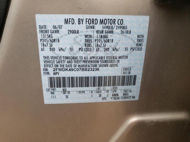 Photo 10 from auction – 2007 FORD EDGE SEL P with VIN 2FMDK49C07BB23236