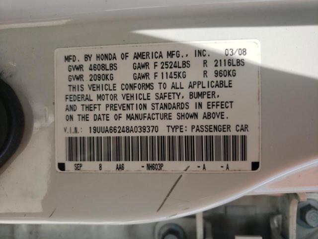 Photo 10 from auction – 2008 ACURA TL with VIN 19UUA66248A039370