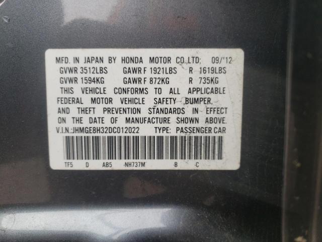 Photo 10 from auction – 2013 HONDA FIT with VIN JHMGE8H32DC012022