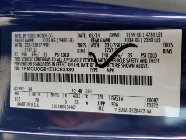 Photo 10 from auction – 2014 FORD ESCAPE SE with VIN 1FMCU0G91EUC93389