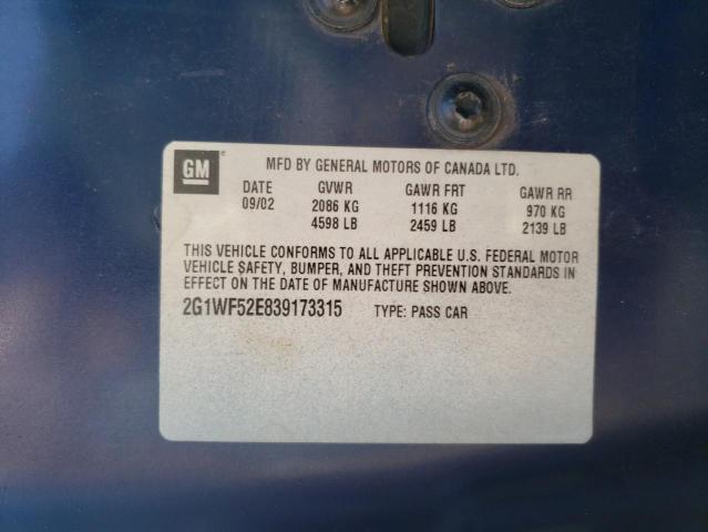 Photo 10 from auction – 2003 CHEVROLET IMPALA with VIN 2G1WF52E839173315
