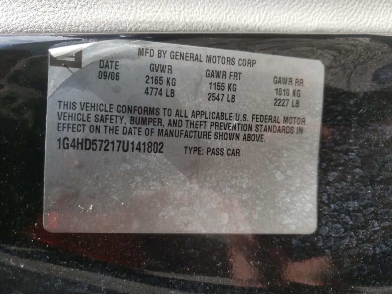 Фото 10 с аукциона – 2007 BUICK LUCERNE CX с VIN 1G4HD57217U141802