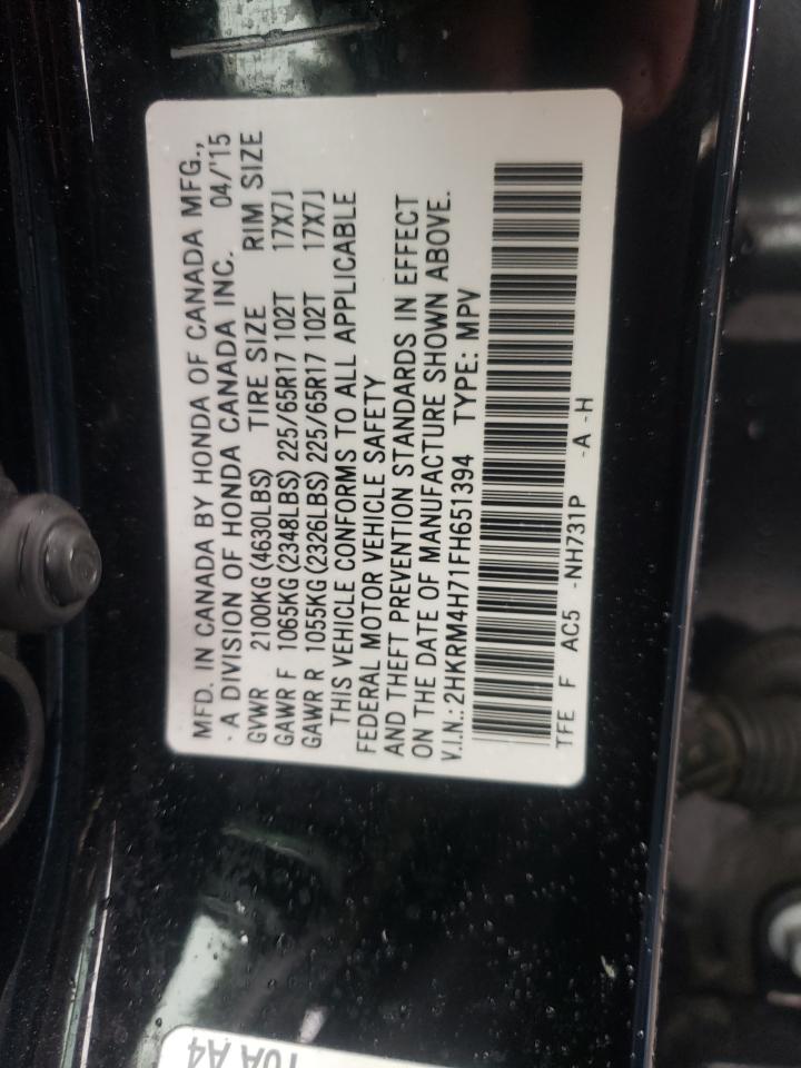 Photo 10 from auction – 2015 HONDA CR-V EXL with VIN 2HKRM4H71FH651394