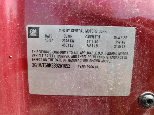 Photo 10 from auction – 2008 CHEVROLET IMPALA LT with VIN 2G1WT58K389251092