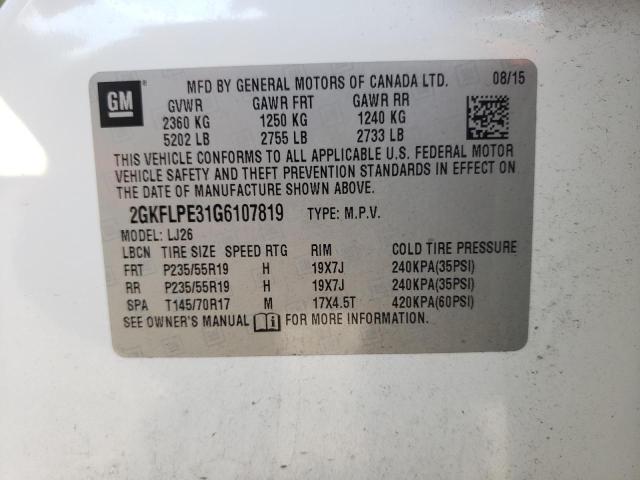 Photo 10 from auction – 2016 GMC TERRAIN SL with VIN 2GKFLPE31G6107819