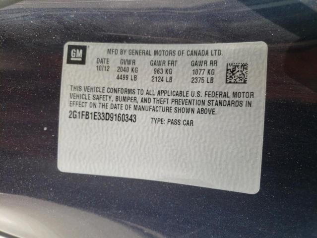 Photo 10 from auction – 2013 CHEVROLET CAMARO LT with VIN 2G1FB1E33D9160343
