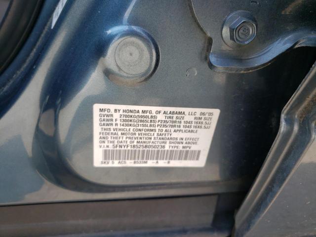 Photo 10 from auction – 2005 HONDA PILOT EXL with VIN 5FNYF18525B050236