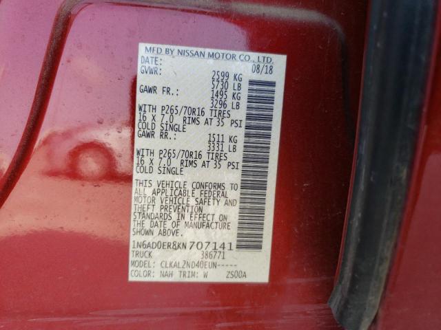 Photo 10 from auction – 2019 NISSAN FRONTIER S with VIN 1N6AD0ER8KN707141