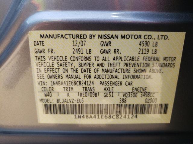 NISSAN MAXIMA SE 2008 with VIN 1N4BA41E68C824124 - Photo from auction