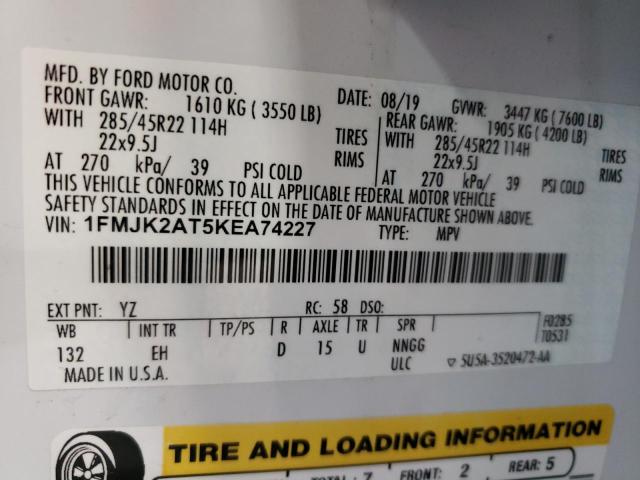 Photo 10 from auction – 2019 FORD EXPEDITION with VIN 1FMJK2AT5KEA74227