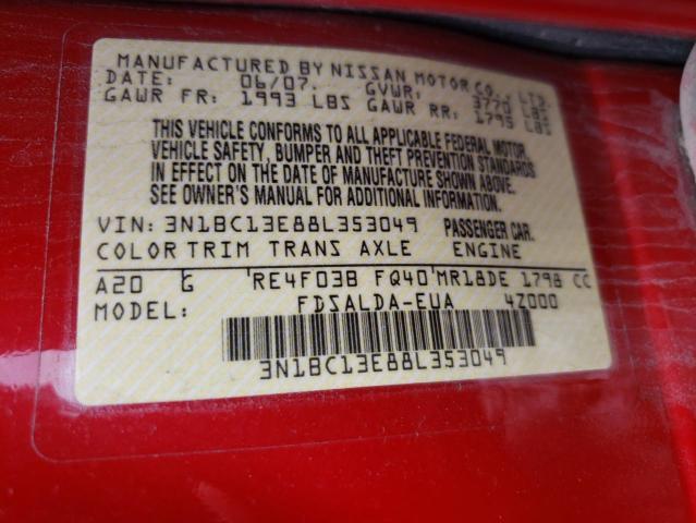 Photo 10 from auction – 2008 NISSAN VERSA S with VIN 3N1BC13E88L353049