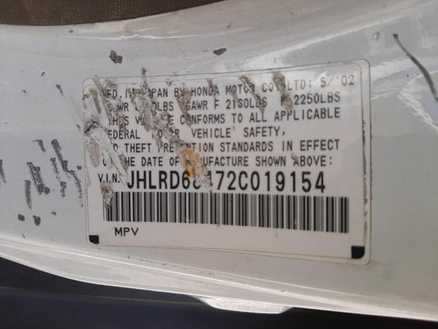 HONDA CR-V LX 2002 with VIN JHLRD68472C019154 - Photo from auction