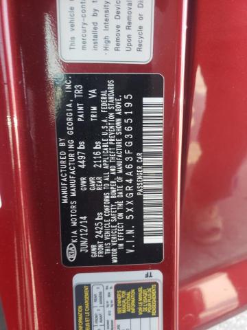 Photo 10 from auction – 2015 KIA OPTIMA SX with VIN 5XXGR4A63FG365195