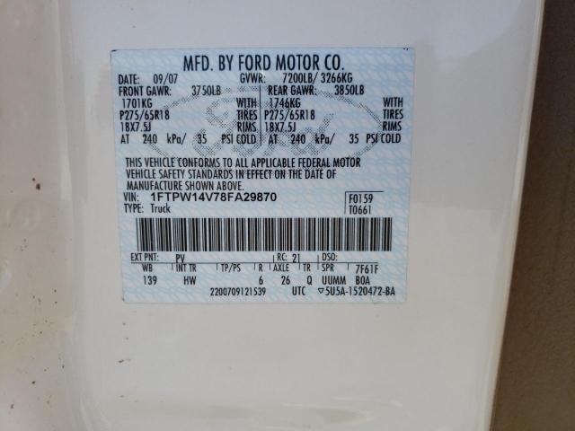 Photo 10 from auction – 2008 FORD F150 SUPER with VIN 1FTPW14V78FA29870