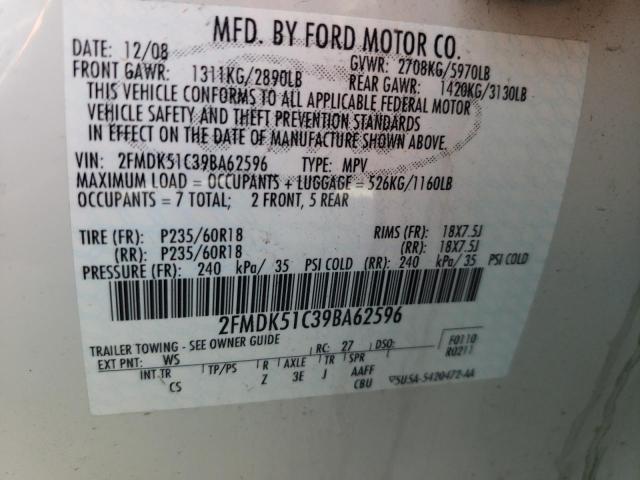 Photo 10 from auction – 2009 FORD FLEX SE with VIN 2FMDK51C39BA62596