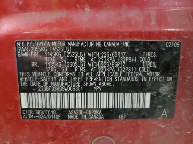 Photo 10 from auction – 2009 TOYOTA RAV4 with VIN 2T3BF33V39W006304