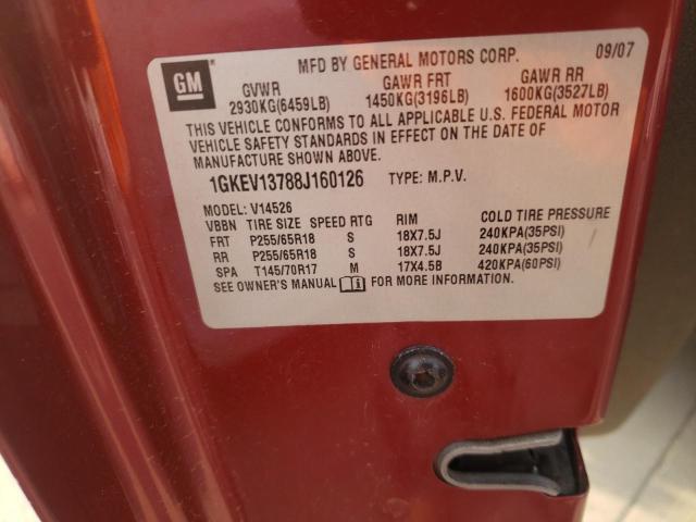 Photo 10 from auction – 2008 GMC ACADIA SLE with VIN 1GKEV13788J160126