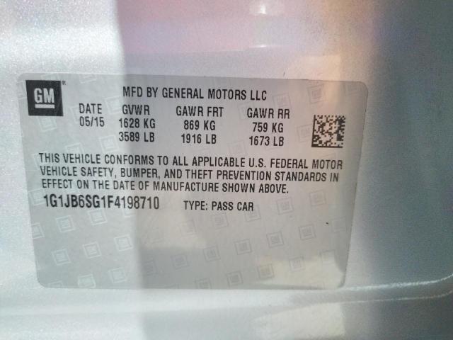 Photo 10 from auction – 2015 CHEVROLET SONIC LS with VIN 1G1JB6SG1F4198710