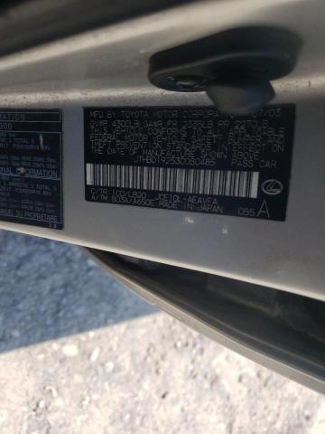 Photo 10 from auction – 2003 LEXUS IS 300 with VIN JTHBD192530080485