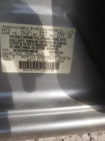 Photo 10 from auction – 2012 NISSAN VERSA S with VIN 3N1CN7AP9CL850738
