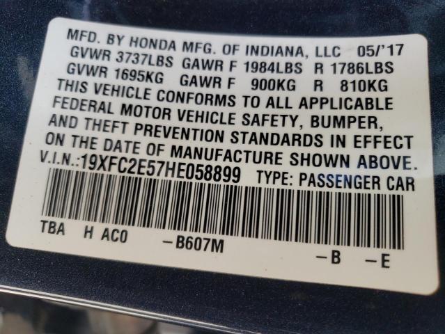 Photo 10 from auction – 2017 HONDA CIVIC LX with VIN 19XFC2E57HE058899