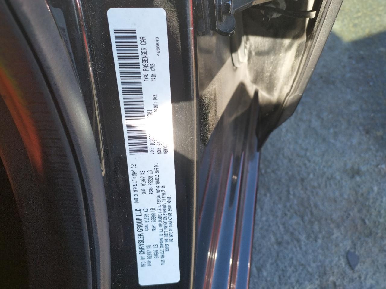 Photo 10 from auction – 2012 DODGE AVENGER SE with VIN 1C3CDZAB0CN272601