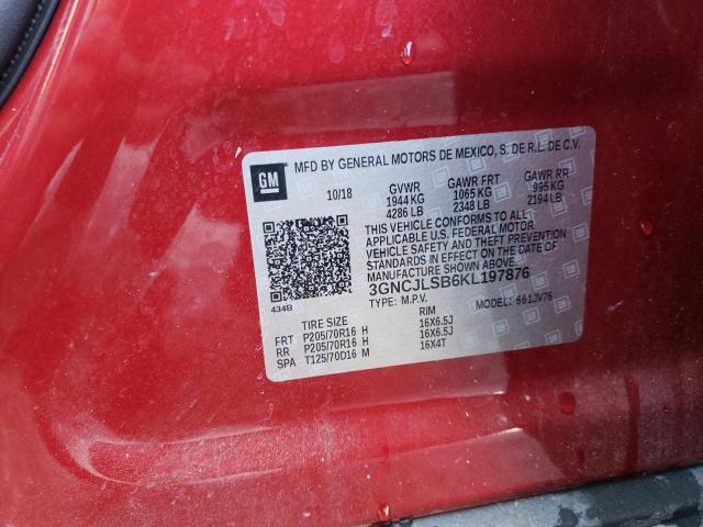 Photo 10 from auction – 2019 CHEVROLET TRAX 1LT with VIN 3GNCJLSB6KL197876