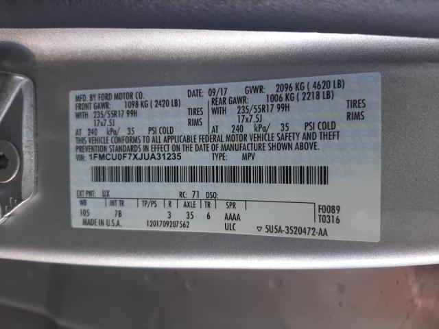 Photo 10 from auction – 2018 FORD ESCAPE S with VIN 1FMCU0F7XJUA31235