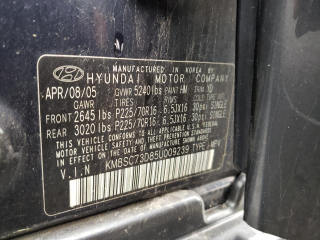 Photo 10 from auction – 2005 HYUNDAI SANTA FE G with VIN KM8SC73D85U009239