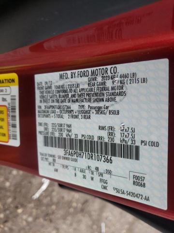 Photo 10 from auction – 2013 FORD FUSION SE with VIN 3FA6P0H71DR107366