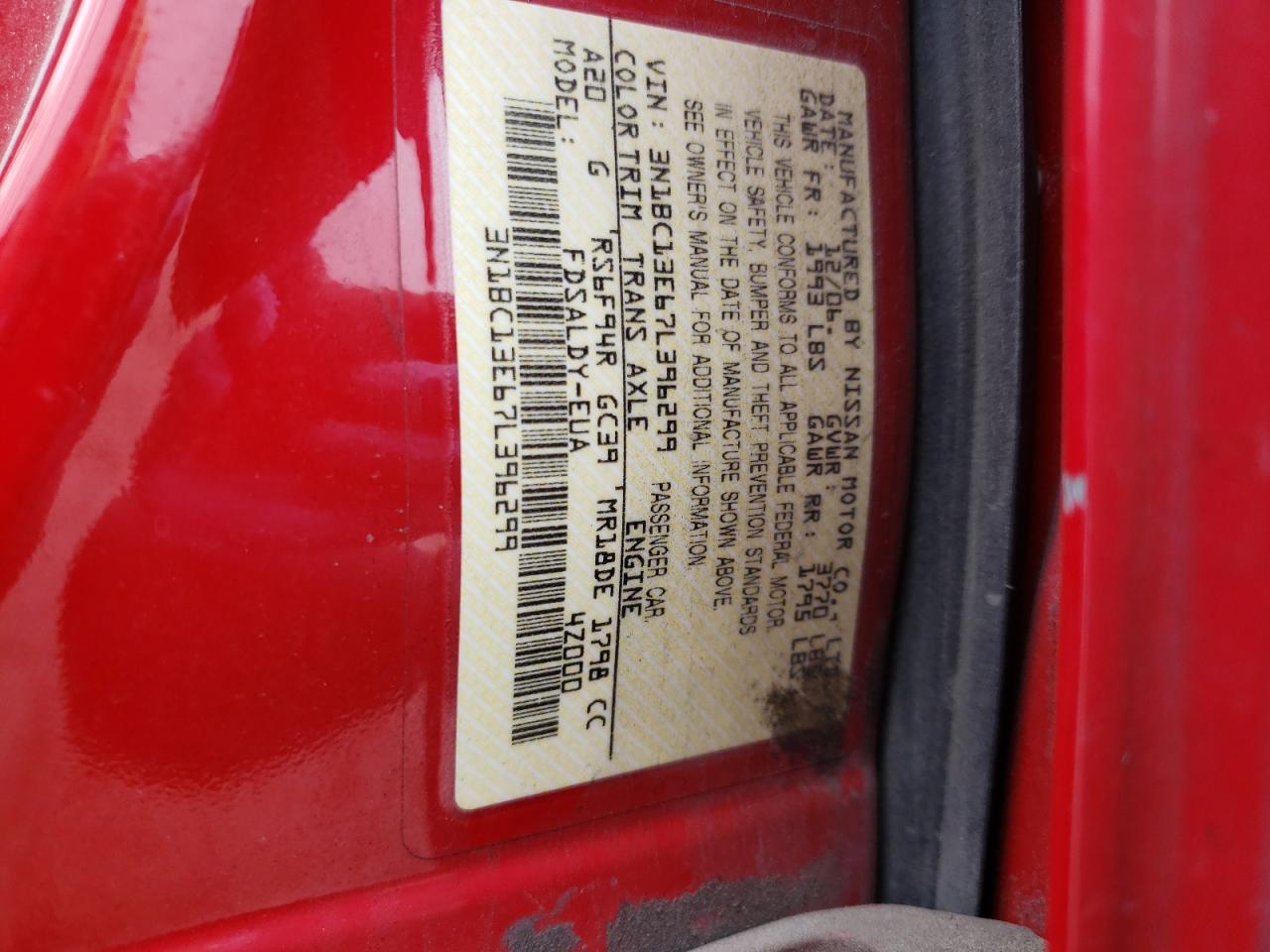 Photo 10 from auction – 2007 NISSAN VERSA S with VIN 3N1BC13E67L396299